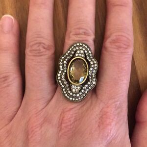 Chloe and Isabel | Pavé North South Ring | Citrine | Size 7